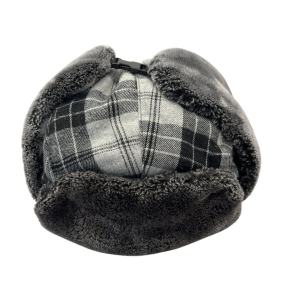 Plaid Faux Fur Lined Winter Trapper Hat With Chin Strap C59 - Picture 2 of 10